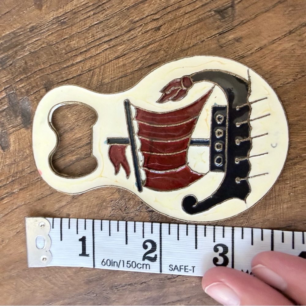 VTG Greek Seahorse Ship Bottle Opener enamel 1980s Greece brewing - Picture 4 of 7